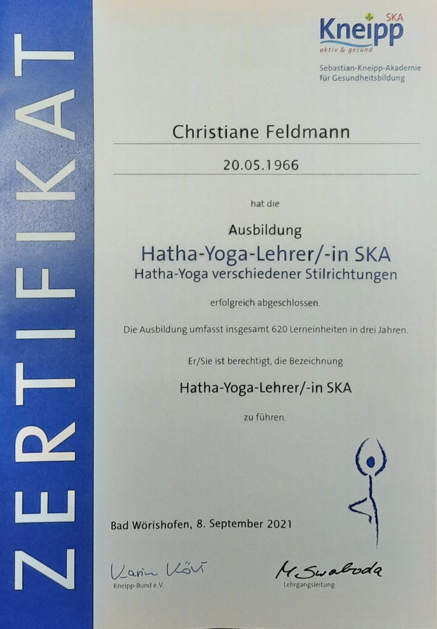 Zertifikat Sebastian Kneipp Akademie