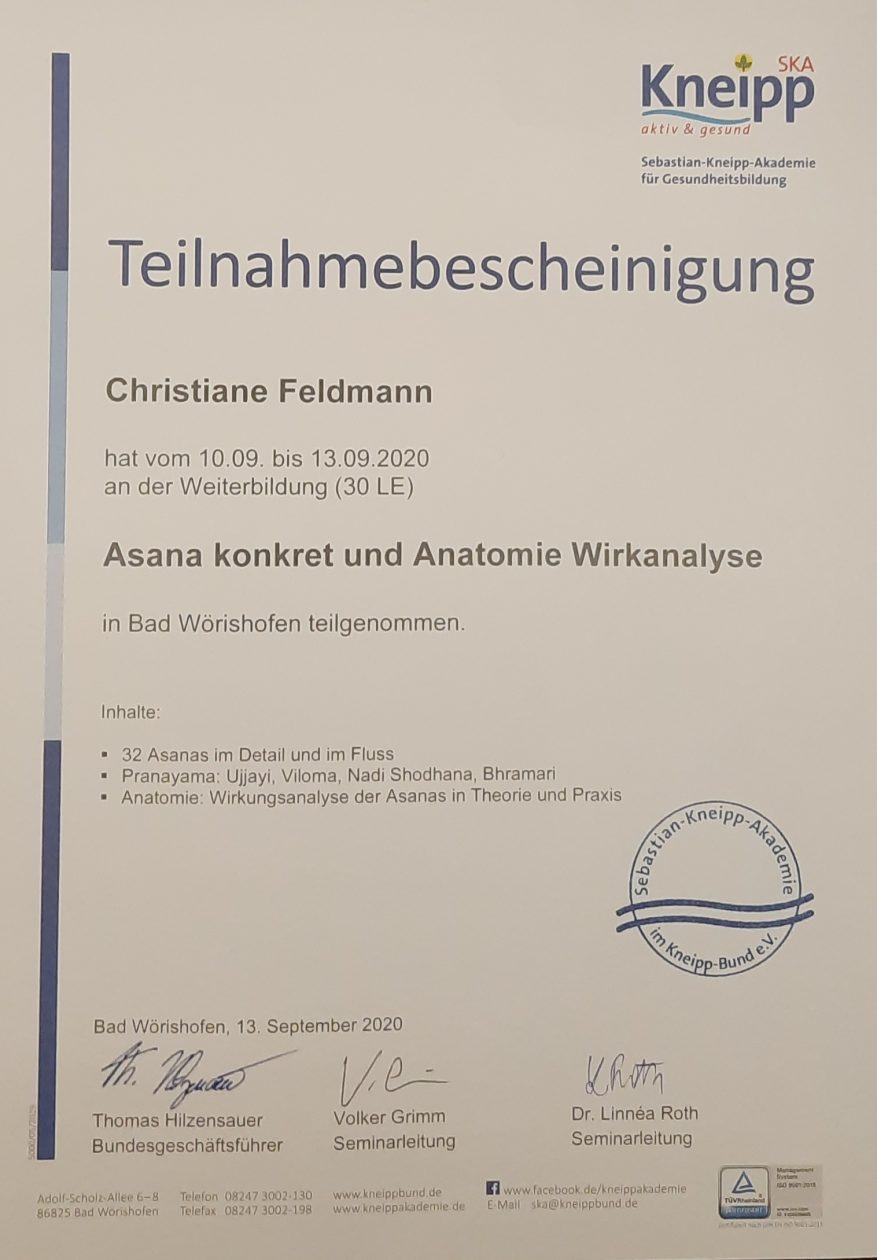 Teilnahmebestätigung